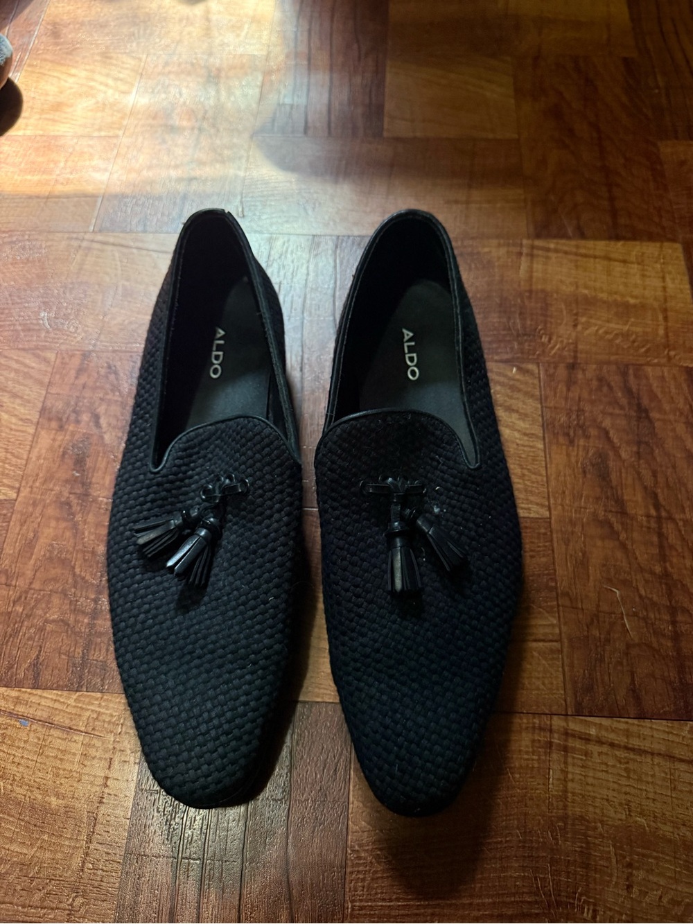 ALDO Black Textured Tassel Loafers